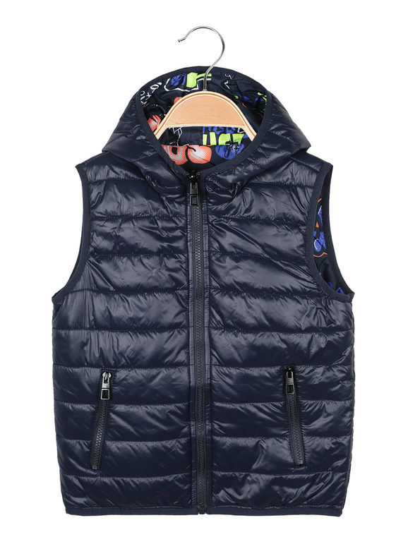 Hollywork Gilet imbottito da bambino reversibile Smanicato bambino Blu taglia 04