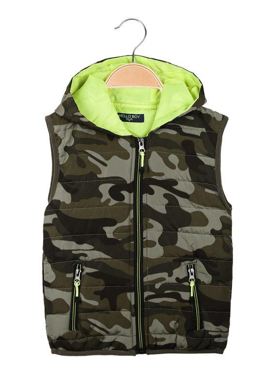 Hello Boy Gilet imbottito militare da bambino Smanicato bambino Verde taglia 03