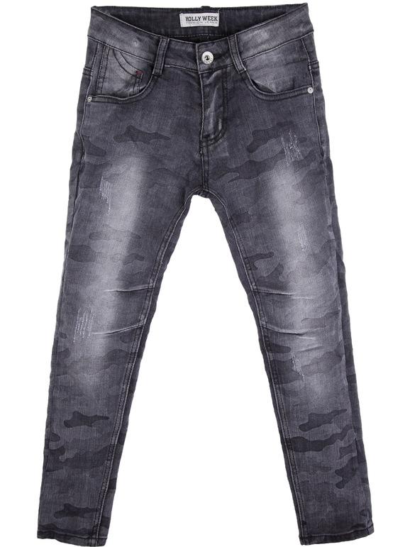 Holly Week Jeans neri con stampa mimetica Pantaloni Casual bambino Grigio taglia 04