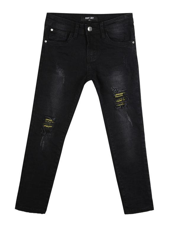 Run Boy Jeans skinny bimbo con strappi Jeans Slim fit bambino Nero taglia 04