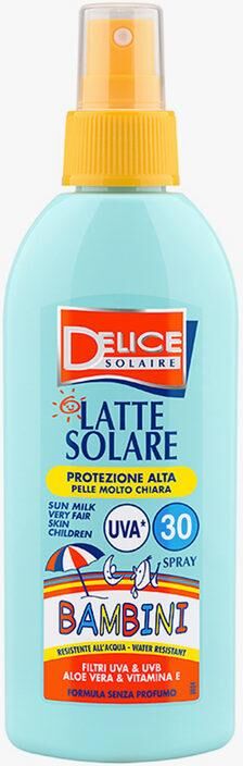 Delice latte solare bimbi spray FP 30 moda mare unisex bambino