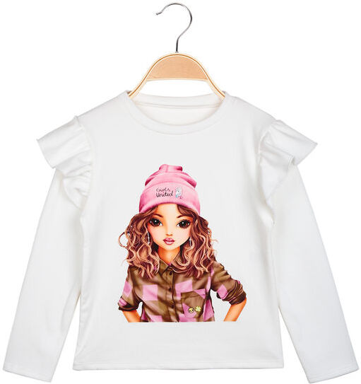 Solada Maglia da bambina in pile con maniche a volant T-Shirt Manica Lunga bambina Bianco taglia 06