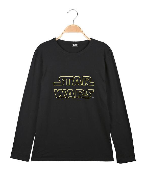 Star Wars Maglietta ragazzi con stampa T-Shirt Manica Lunga bambino Nero taglia S