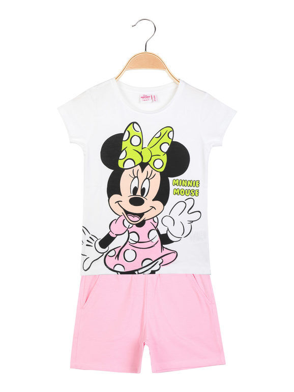 Disney MICKEY and FRIENDS Completo corto da bambina in cotone con Minnie Completi 3-16 Anni bambina Bianco taglia 09/10