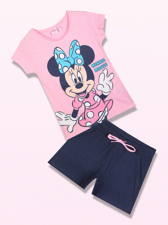 Disney MICKEY and FRIENDS Completo corto da bambina in cotone con Minnie Completi 3-16 Anni bambina Rosa taglia 05/06