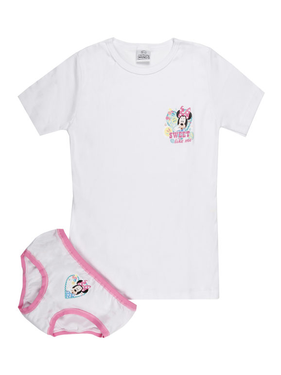 Disney Minnie completo intimo da bambina 2 pezzi t-shirt + slip Completi Intimi bambina Bianco taglia 09/10