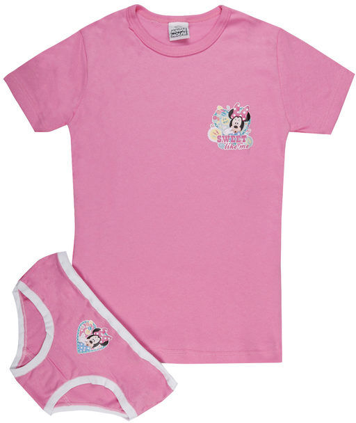 Disney Minnie completo intimo da bambina 2 pezzi t-shirt + slip Completi Intimi bambina Rosa taglia 07/08