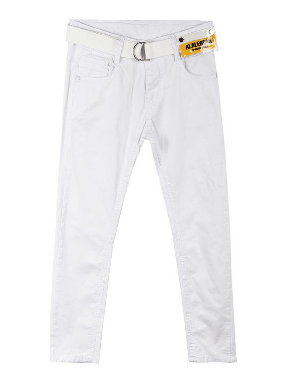 Studio Pantaloni bambino in cotone con cintura Pantaloni Casual bambino Bianco taglia 12