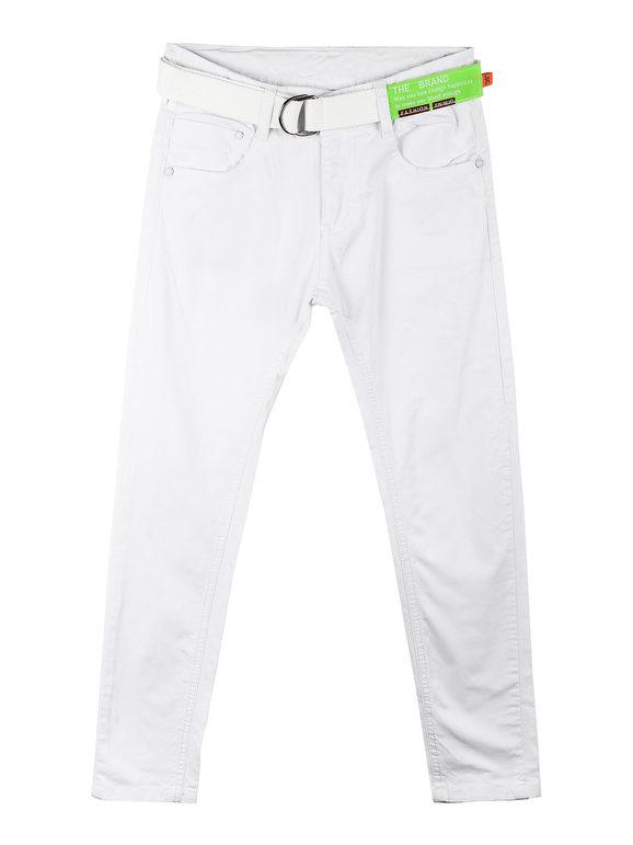 Studio Pantaloni bambino in cotone con cintura Pantaloni Casual bambino Bianco taglia 08