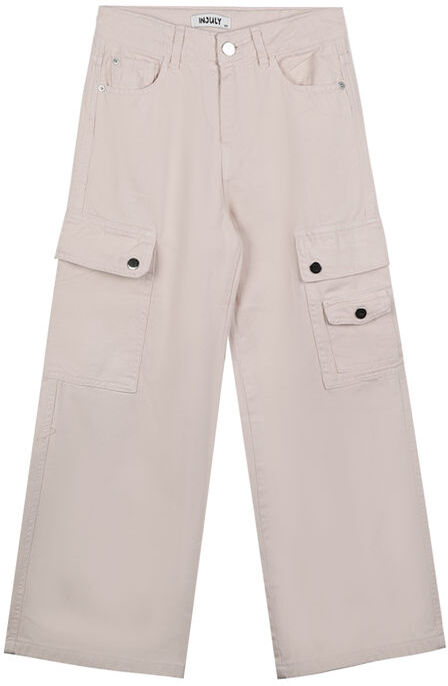 Injuly Pantaloni da ragazza a gamba larga con tasconi Pantaloni Casual bambina Beige taglia 12