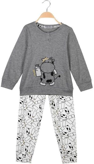 Tress Pigiama in cotone con disegno Pigiami unisex bambino Grigio taglia 02/03