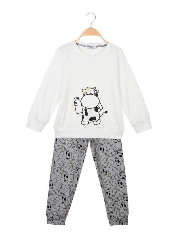 Tress Pigiama in cotone con disegno Pigiami unisex bambino Bianco taglia 02/03