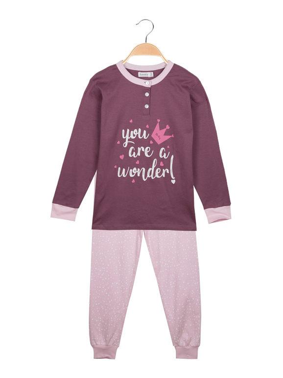 Hooky Pigiama lungo bambina con scritta Pigiami bambina Rosa taglia 14