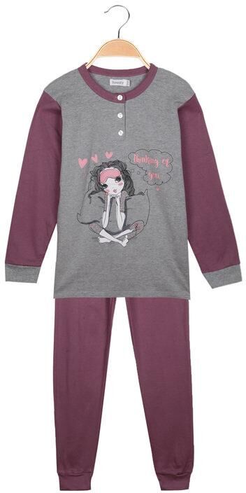 Hooky Pigiama lungo bambina in cotone Pigiami bambina Grigio taglia 14