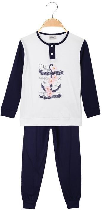 Kotton Pigiama lungo da bambina in cotone Pigiami bambina Blu taglia 09/10