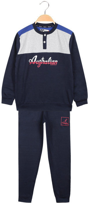 Australian Pigiama lungo da ragazzo in caldo cotone Pigiami bambino Blu taglia 08