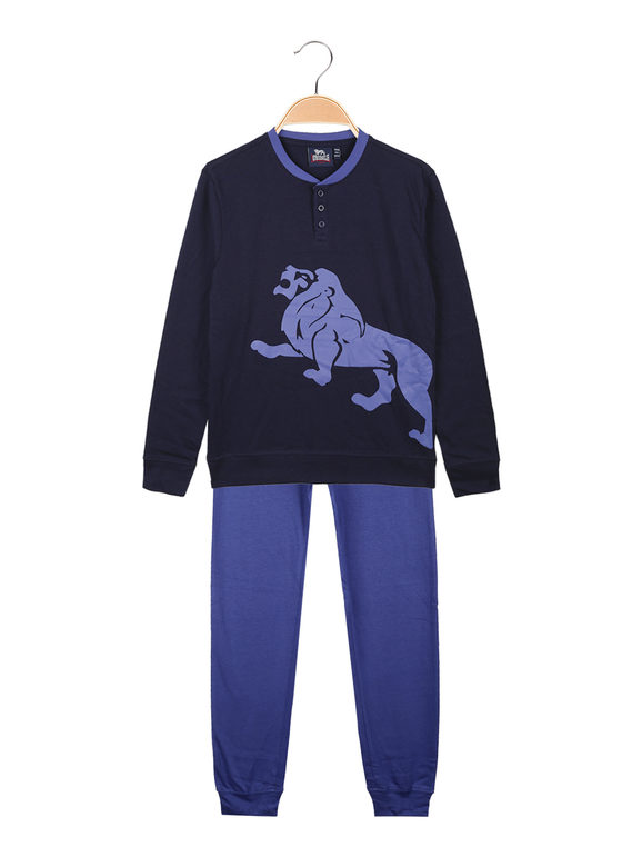 Lonsdale Pigiama lungo da ragazzo in cotone Pigiami bambino Blu taglia 09/10