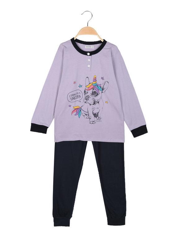 Hooky Pigiama lungo in cotone Pigiami bambina Viola taglia 16