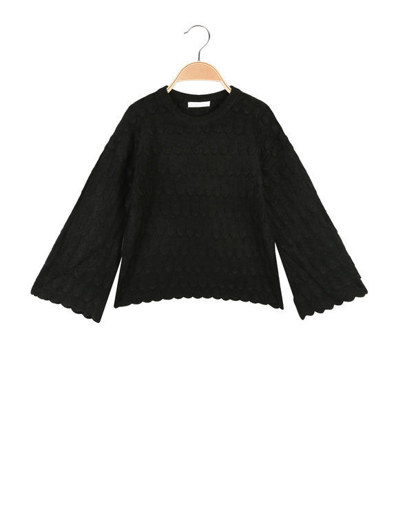 Sweet Pullover bimba con maniche a campana Pullover bambina Nero taglia 04