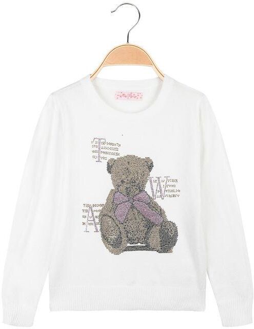 Miss Brum Pullover bimba in maglia con strass Pullover bambina Bianco taglia 12