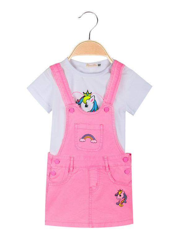 Mono Star Salopette + t-shirt neonata in cotone Completi 0-36 M bambina Rosa taglia 09/12