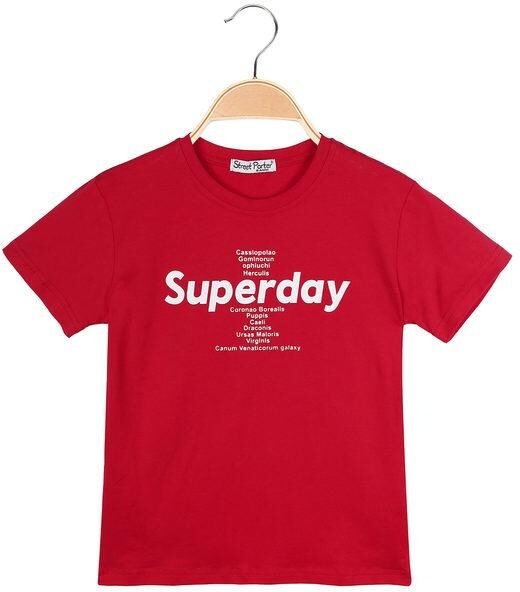 Street Porter T-shirt bambino in cotone con scritta T-Shirt Manica Corta bambino Rosso taglia 10