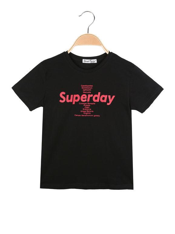 Street Porter T-shirt bambino in cotone con scritta T-Shirt Manica Corta bambino Nero taglia 12