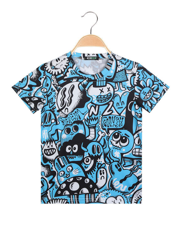 Mr Jek T-shirt con stampa da bambino manica corta T-Shirt Manica Corta bambino Blu taglia 12