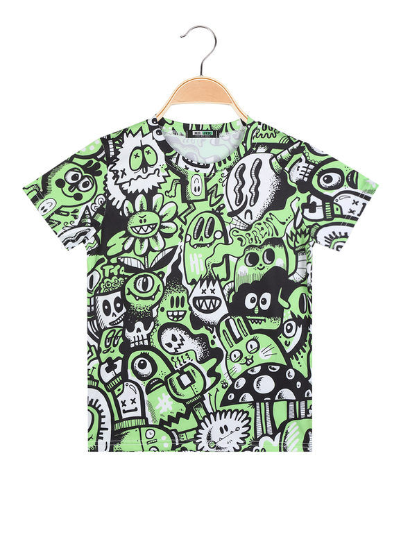 Mr Jek T-shirt con stampa da bambino manica corta T-Shirt Manica Corta bambino Verde taglia 10