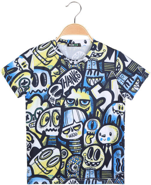 Mr Jek T-shirt con stampa da ragazzo manica corta T-Shirt Manica Corta bambino Blu taglia 12