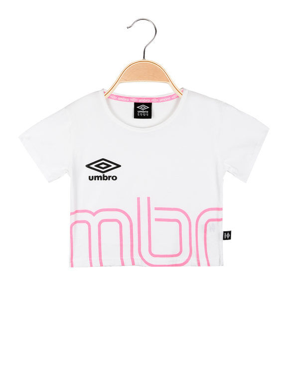 Umbro T-shirt cropped da ragazza T-Shirt Manica Corta bambina Bianco taglia L