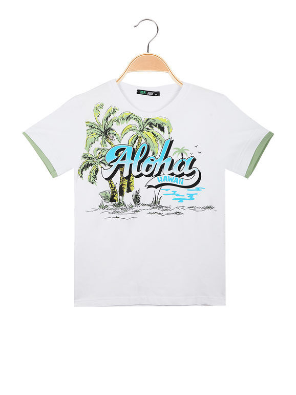 Mr Jek T-shirt da bambino con stampa Hawaii T-Shirt Manica Corta bambino Bianco taglia 12