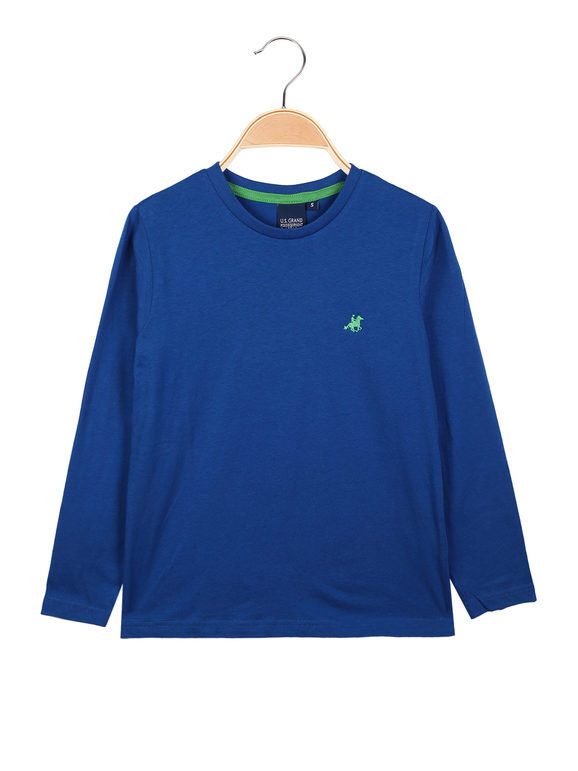 U.S. Grand Polo T-shirt ragazzo girocollo T-Shirt Manica Lunga bambino Blu taglia L