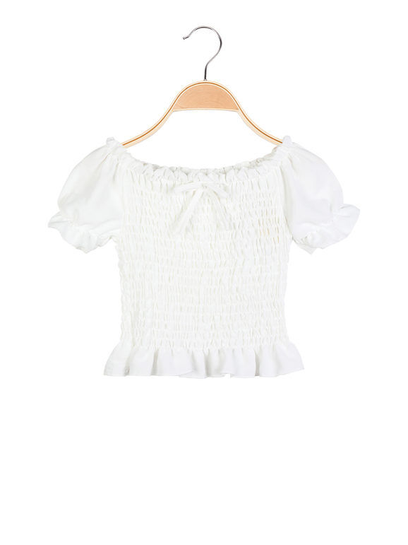 Solada Top corto da bambina elasticizzato T-Shirt Manica Corta bambina Bianco taglia 12