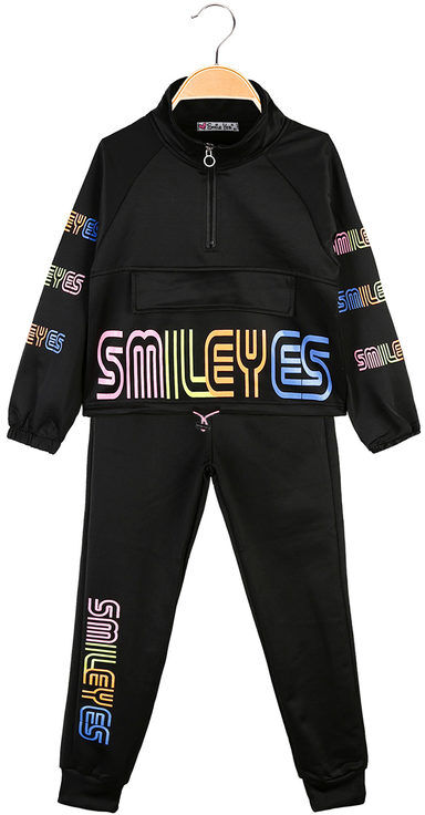 Smile Yes Tuta da bambina 2 pezzi Completi 3-16 Anni bambina Nero taglia 04