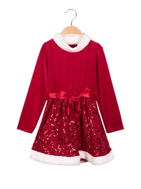 Solada Vestito di natale da bambina con paillettes Vestiti bambina Rosso taglia 02