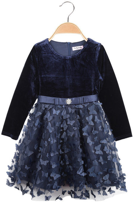 Pretty Baby Vestito elegante da bambina in velluto e tulle Vestiti bambina Blu taglia 02