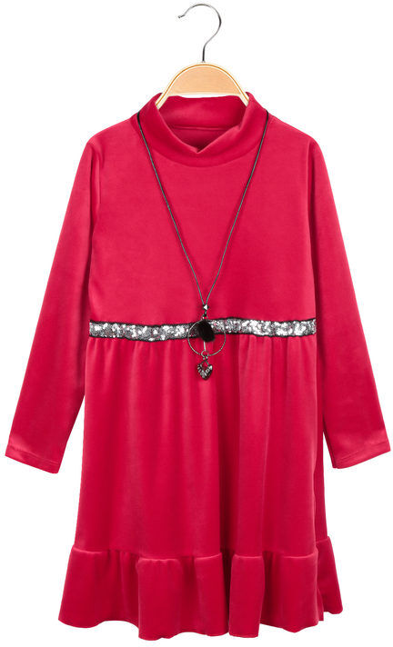 Solada Vestito in ciniglia con paillettes e collana Vestiti bambina Rosso taglia 14