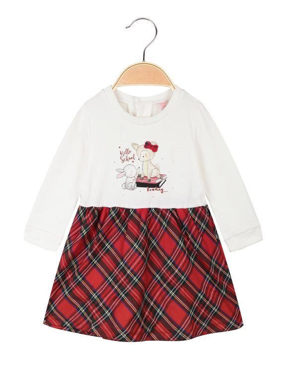 Miss Azur Vestito scozzese da neonata a maniche lunghe Completi 0-36 M bambina Bianco taglia 09/12
