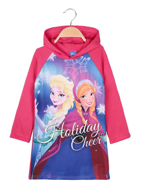 Disney Elsa e Anna vestito felpa lunga da bimba in cotone felpato Felpe Pesanti bambina Fucsia taglia 07