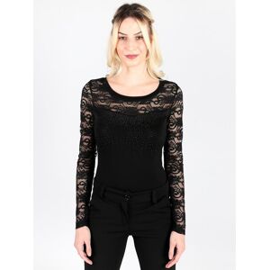 Solada Body con maniche in pizzo e strass Body donna Nero taglia M