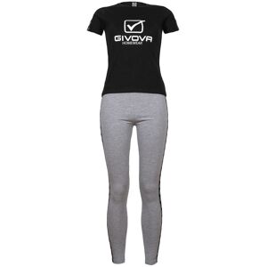 Givova Completo donna t-shirt + leggings in cotone Pigiami donna Nero taglia M