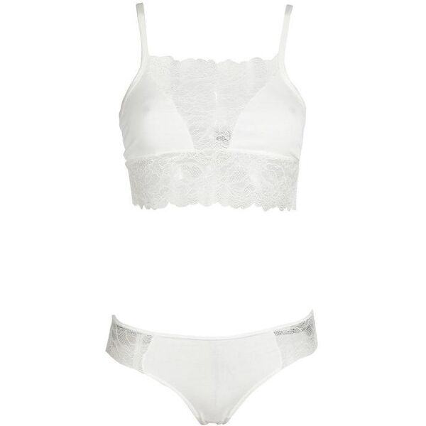 pierre cardin completo bralette + brasiliana con pizzo completi intimi donna bianco taglia s