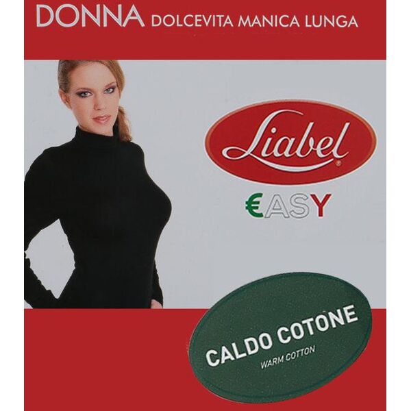 liabel dolcevita a manica lunga in caldo cotone maglie intime donna nero taglia s