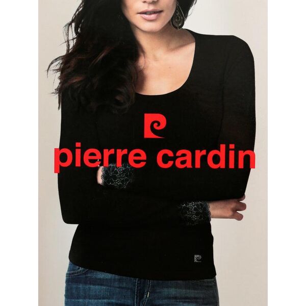 pierre cardin maglia girocollo con polsini in pizzo maglie intime donna blu taglia m