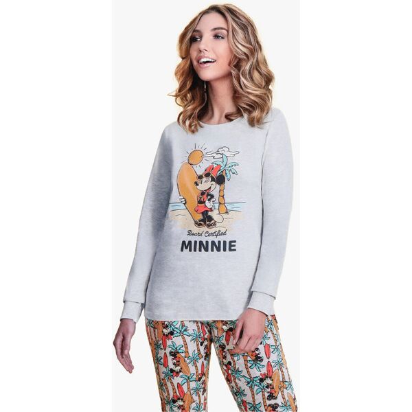 disney minnie mouse pigiama lungo donna in cotone jersey pigiami donna grigio taglia s