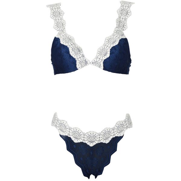 pura p0660c bralette imbottita senza ferretto + brasiliano completi intimi donna blu taglia 04