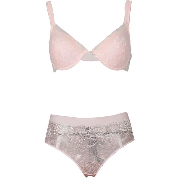 pura p0675c bralette + panty in pizzo completi intimi donna rosa taglia 05