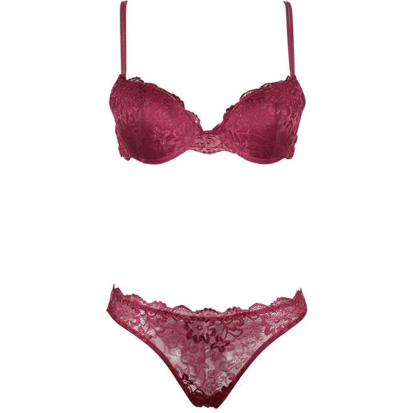 pura p0700c push up graduato + brasiliano in pizzo completi intimi donna rosso taglia 03