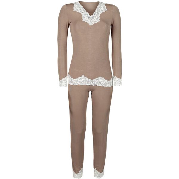 pura pigiama donna misto chasmere con pizzo pigiami donna beige taglia m